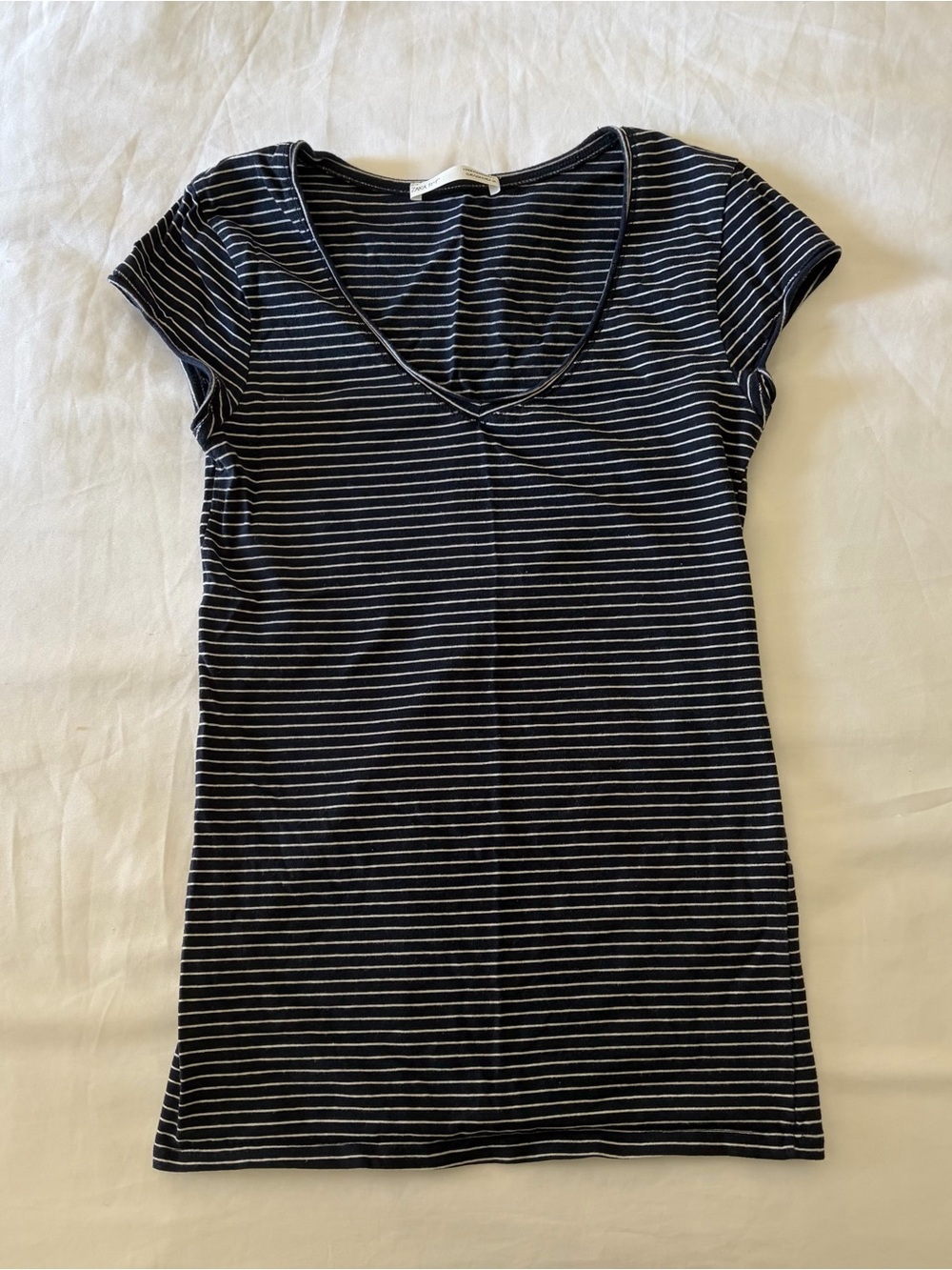 Zara Navy & White Striped Short-Sleeve Tee - Picture 2 of 3